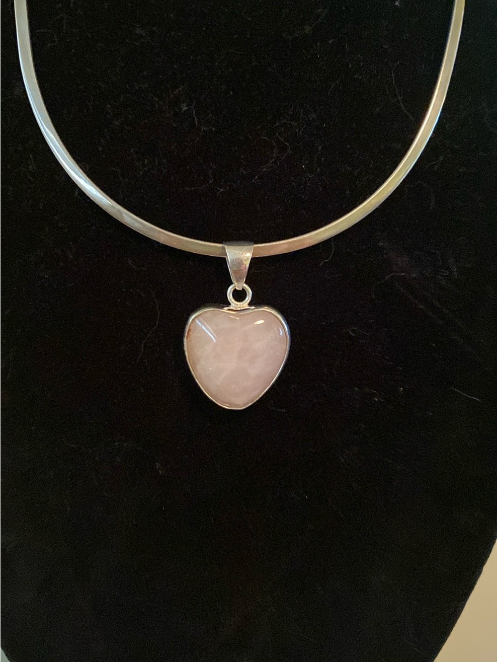 Charles Albert Heart-Shaped Natural Rose 🌹 Quartz Pendant in Sterling Silver